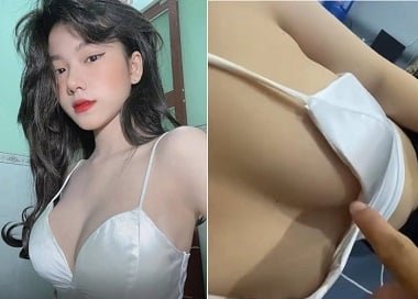 สาวสวยสัมผัสหน้าอกของเธอ